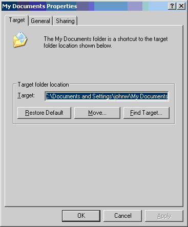 How to Change the Default Location of My Documents in XP